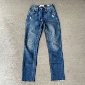 Denim Forum Yoko High Rise Slim Jeans Womens 24 Medium Wash